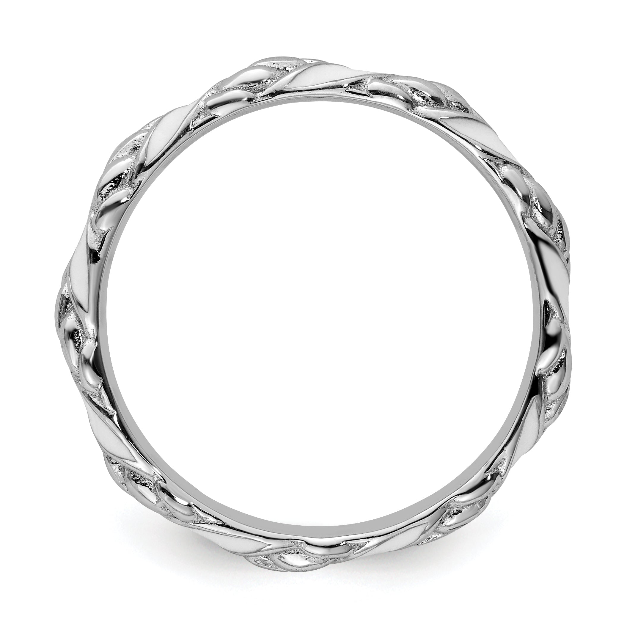 Sterling Silver Stackable Expressions Polished White Enameled Ring Secondary image