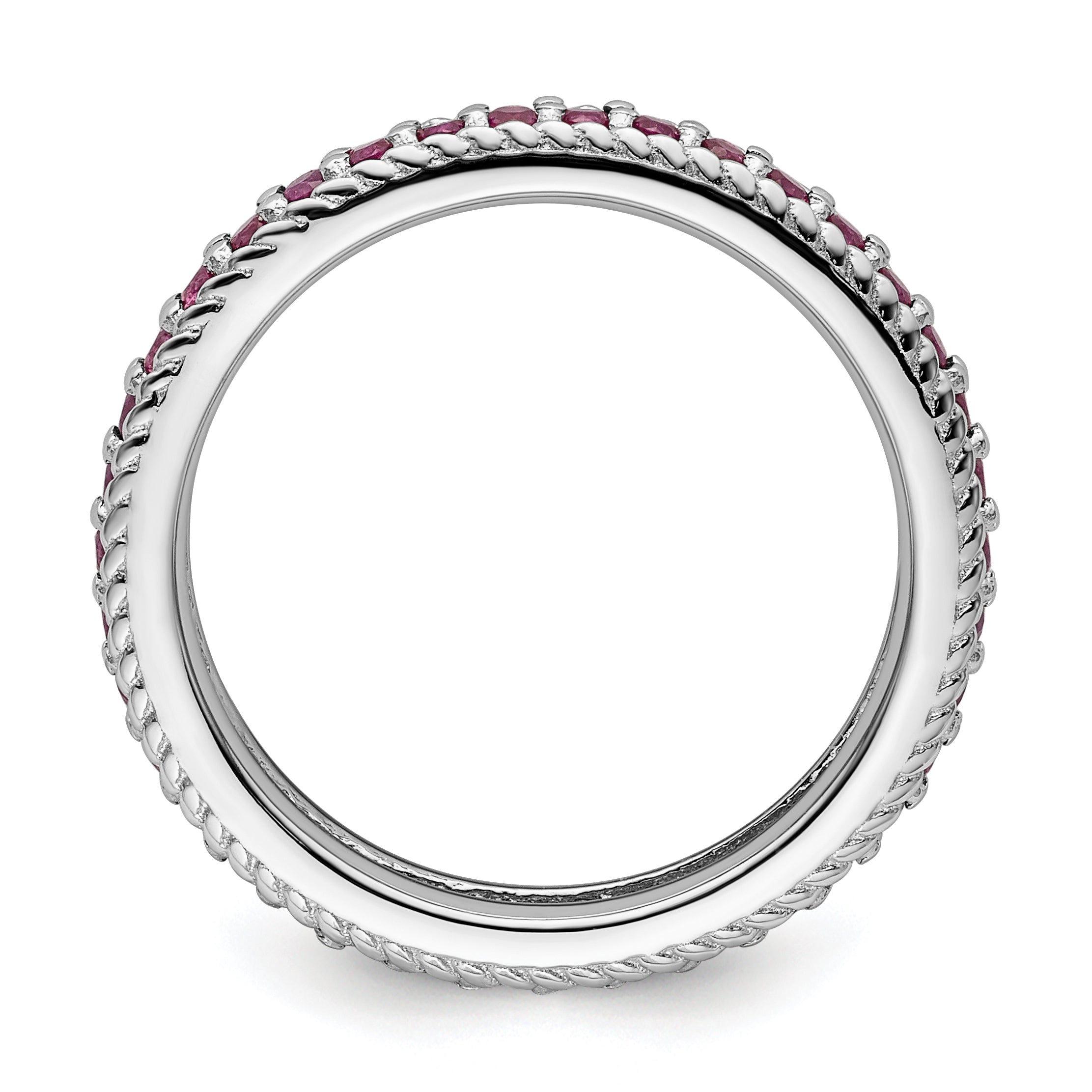 Sterling Silver Stackable Expressions Polished Created Ruby Eternity Ring Secondary image