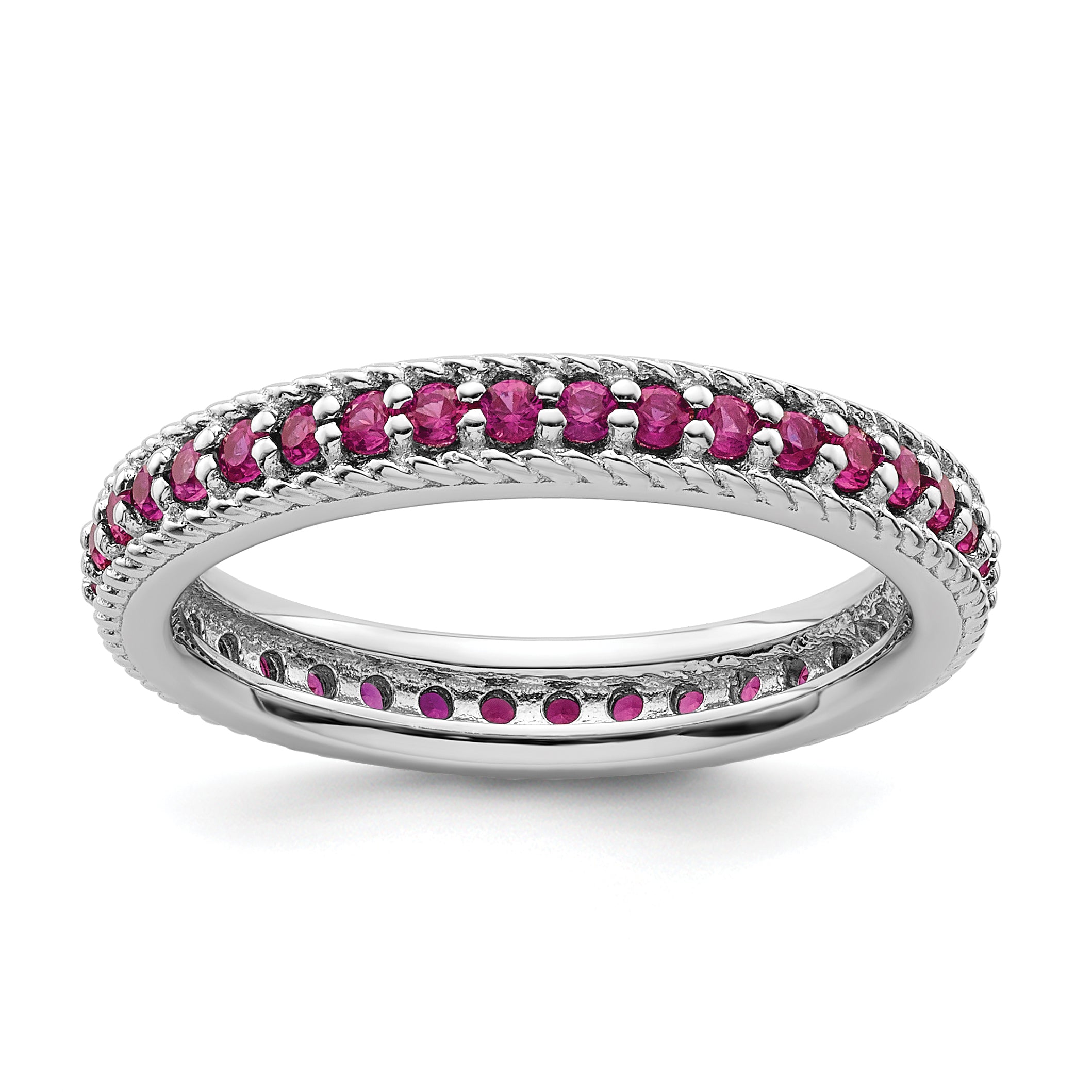 Sterling Silver Stackable Expressions Polished Created Ruby Eternity Ring Main image