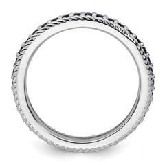 Sterling Silver Stackable Expressions Polished Cr. Sapphire Eternity Ring