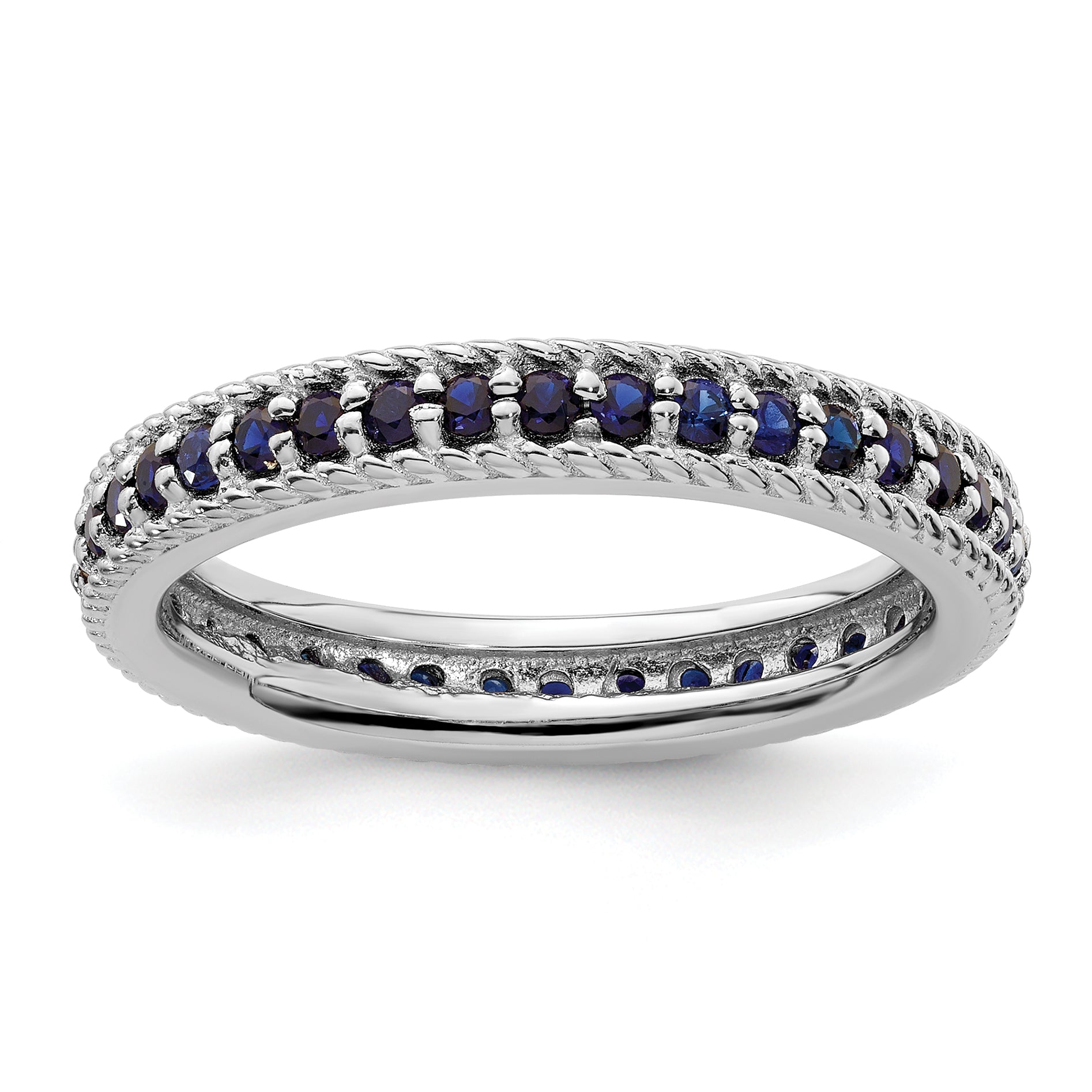 Sterling Silver Stackable Expressions Polished Cr. Sapphire Eternity Ring Main image