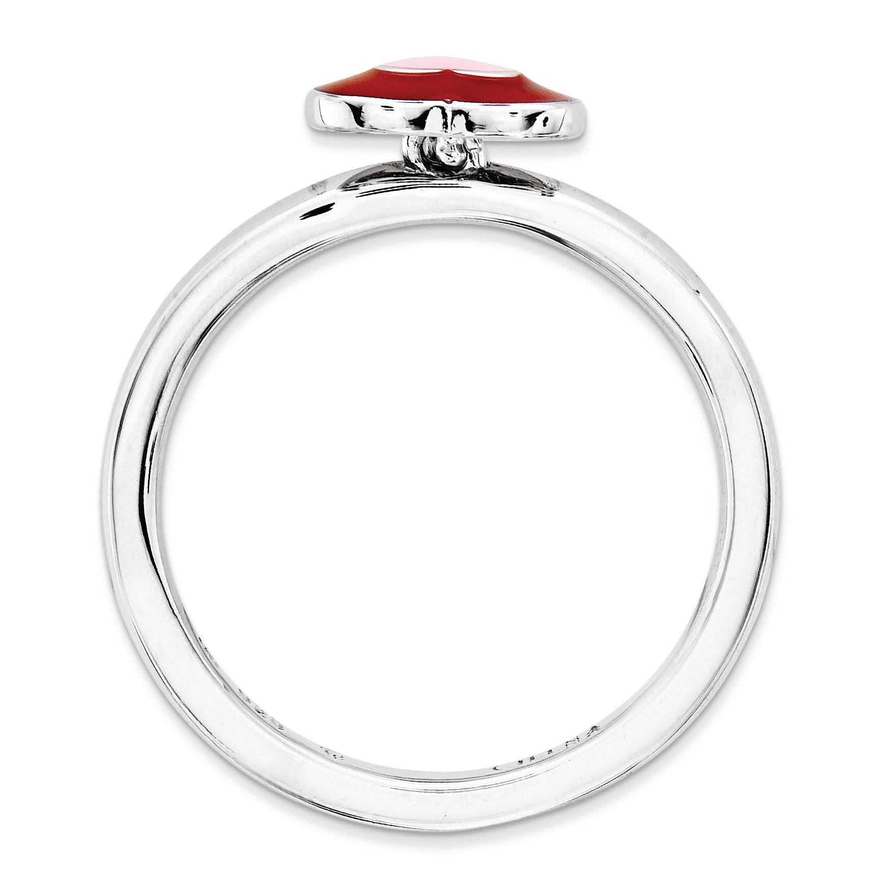 Sterling Silver Stackable Expressions Polished Enameled Hearts Ring Secondary image