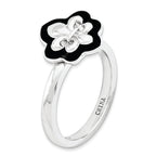 Sterling Silver Stackable Expressions Polished Enameled Fleur De Lis Ring