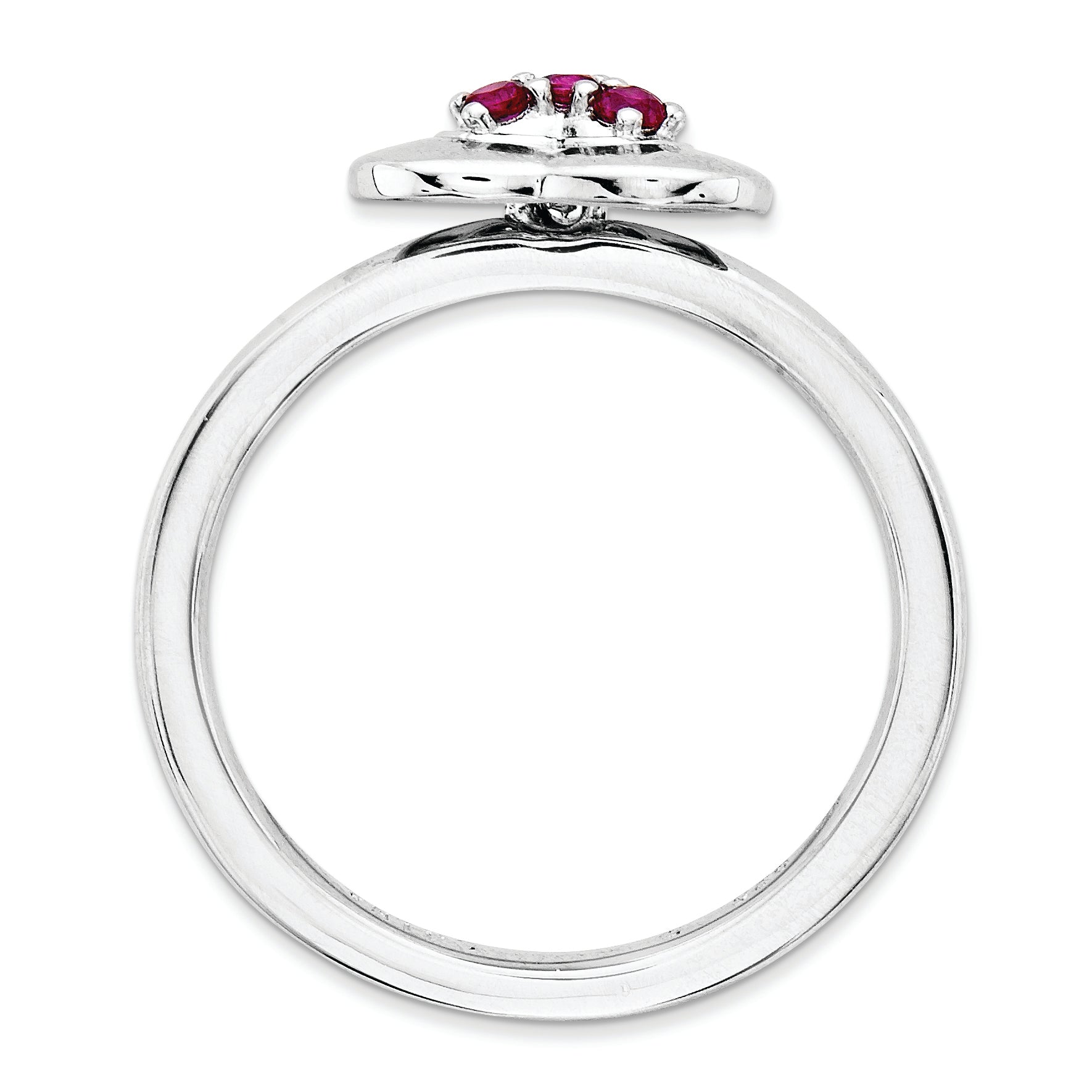 Sterling Silver Stackable Expressions Polished Created Ruby Heart Ring Secondary image