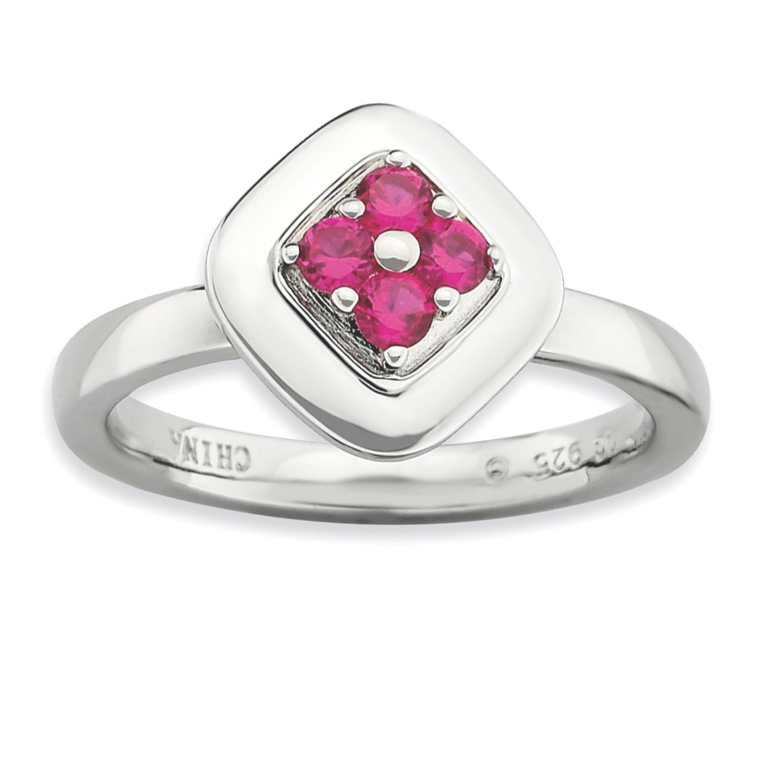 Sterling Silver Stackable Expressions Polished Created Ruby Ring Main image