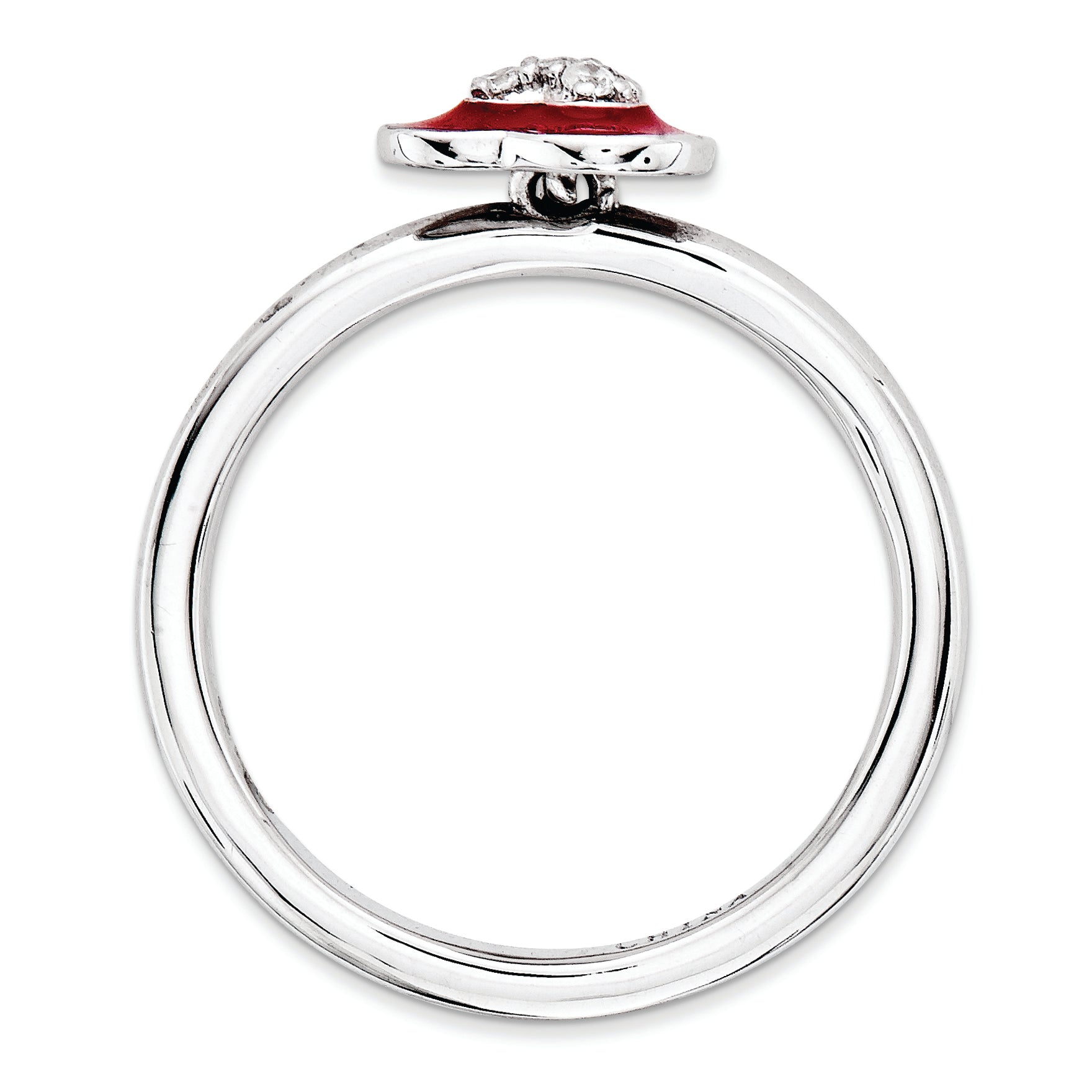 Sterling Silver Stackable Expressions Polished Enameled/CZ Heart Ring Secondary image