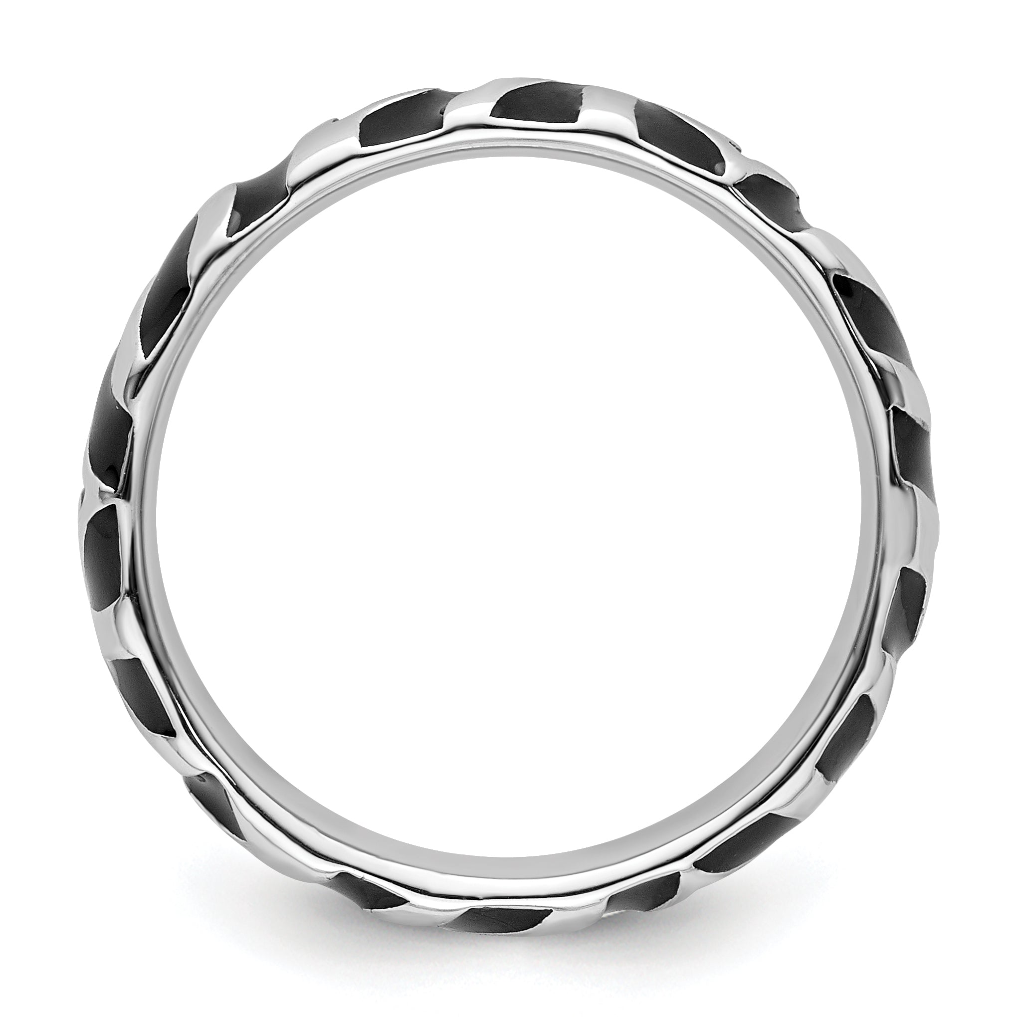 Sterling Silver Stackable Expressions Polished Enameled Animal Print Ring Secondary image