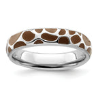 Sterling Silver Stackable Expressions Polished Enameled Animal Print Ring