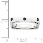 Sterling Silver Stackable Expressions Polished Created Sapphire Square Ring
