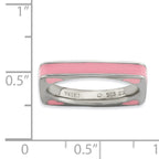 Sterling Silver Stackable Expressions Polished Pink Enameled Square Ring