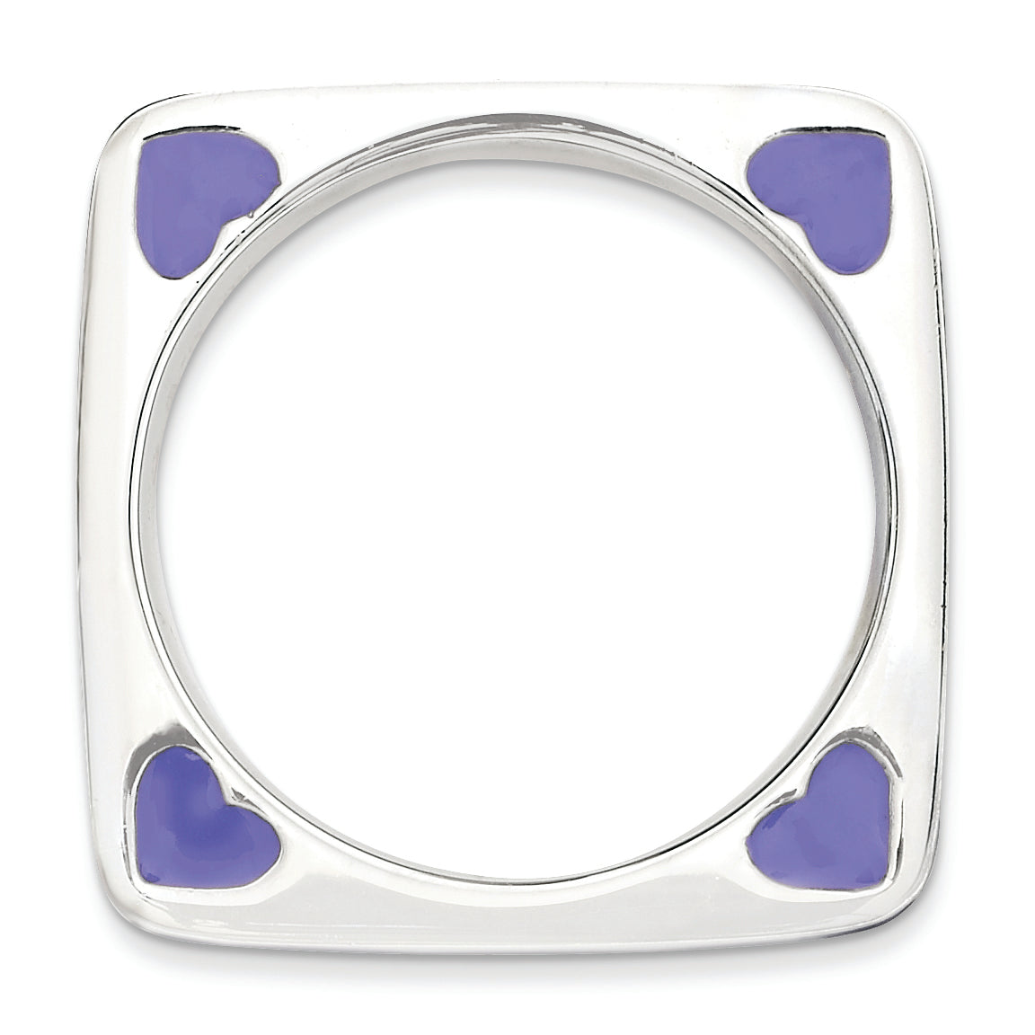 Sterling Silver Stackable Expressions Polished Purple Enameled Square Ring Secondary image