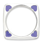Sterling Silver Stackable Expressions Polished Purple Enameled Square Ring