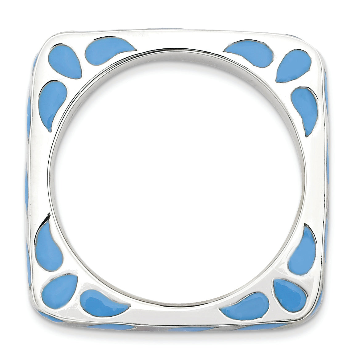 Sterling Silver Stackable Expressions Polished Blue Enameled Square Ring Secondary image