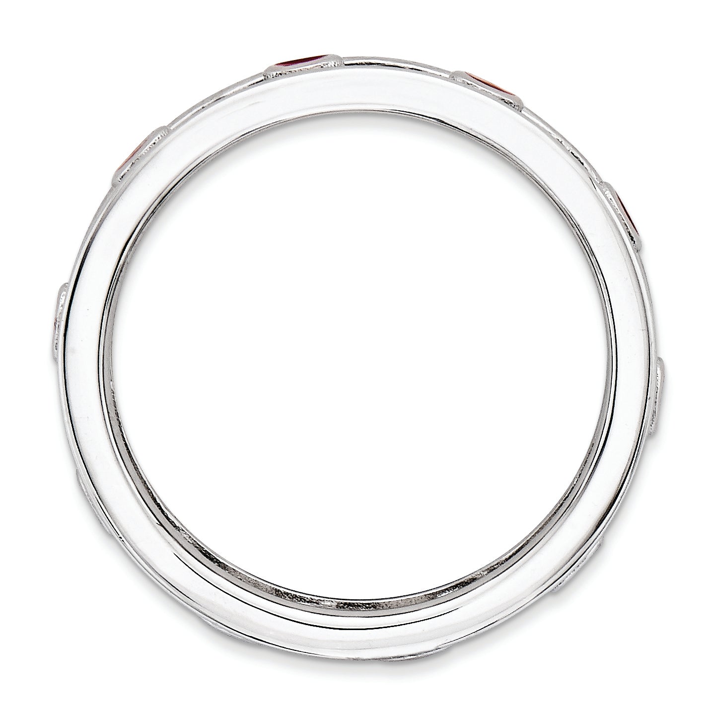 Sterling Silver Stackable Expressions Polished Black/Red Enameled Ring Secondary image