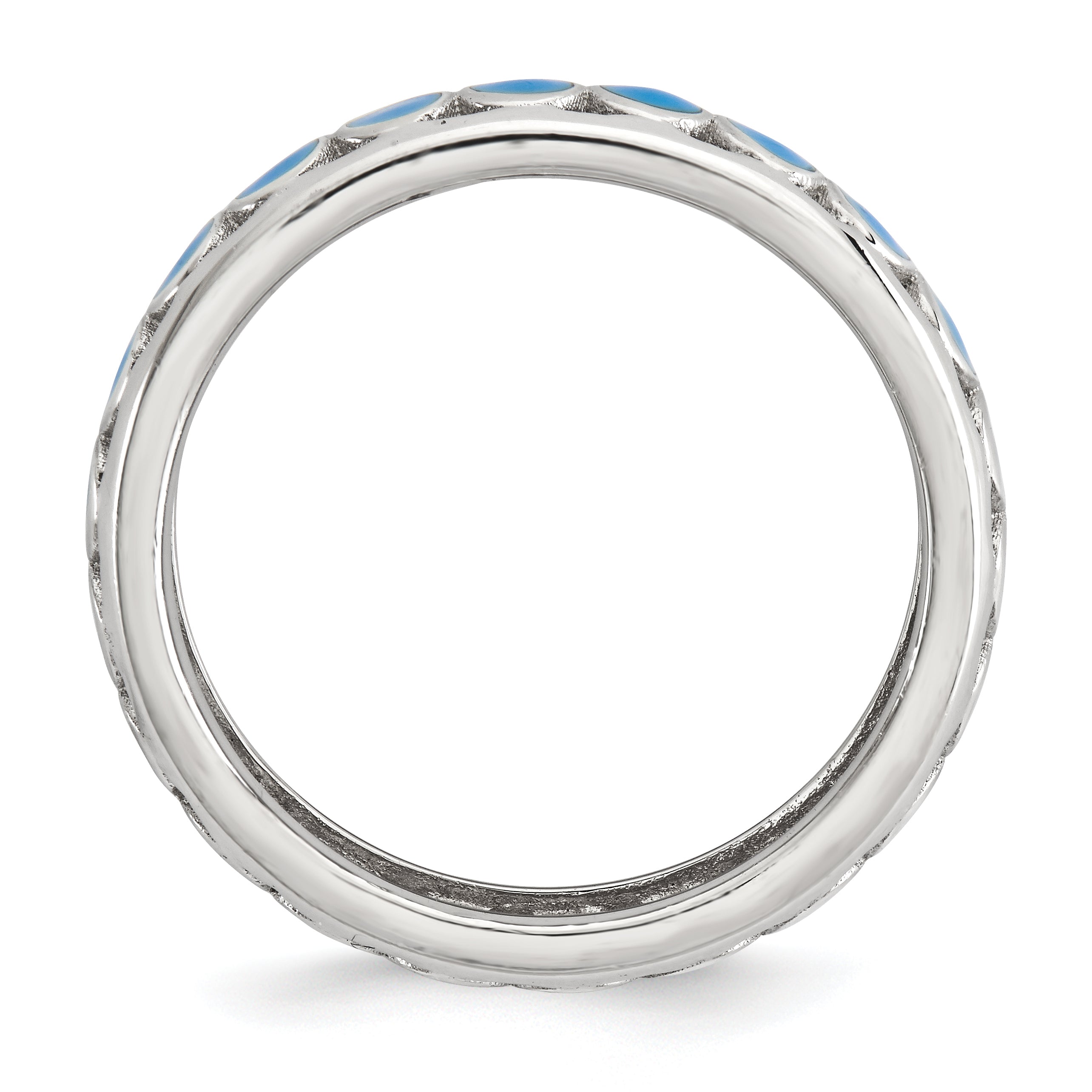 Sterling Silver Stackable Expressions Polished Blue Circles Enameled Ring Secondary image
