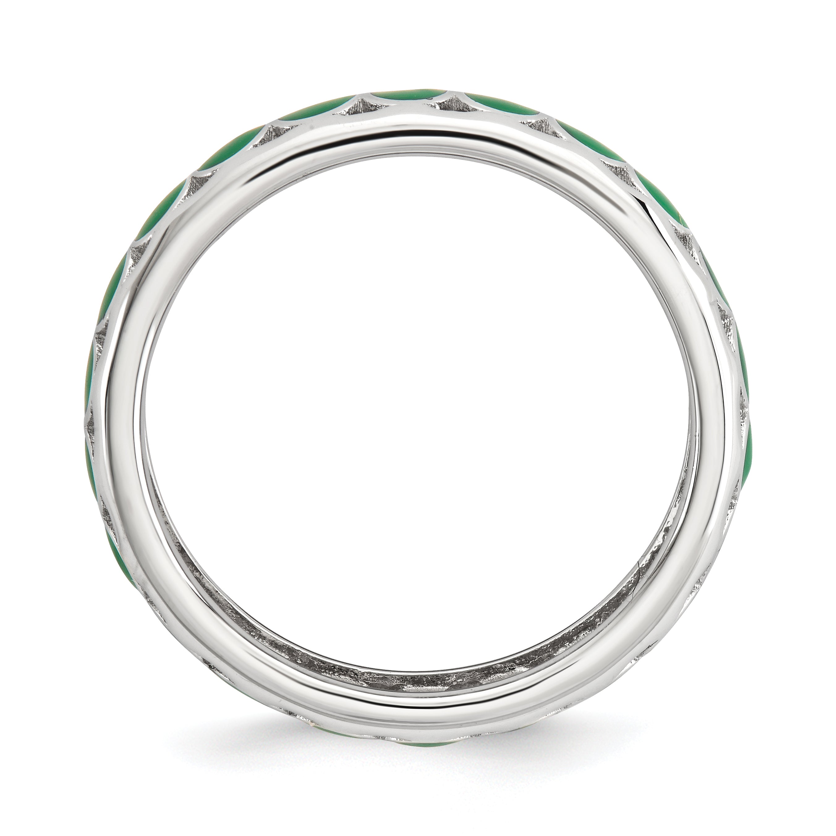 Sterling Silver Stackable Expressions Polished Green Circles Enameled Ring Secondary image