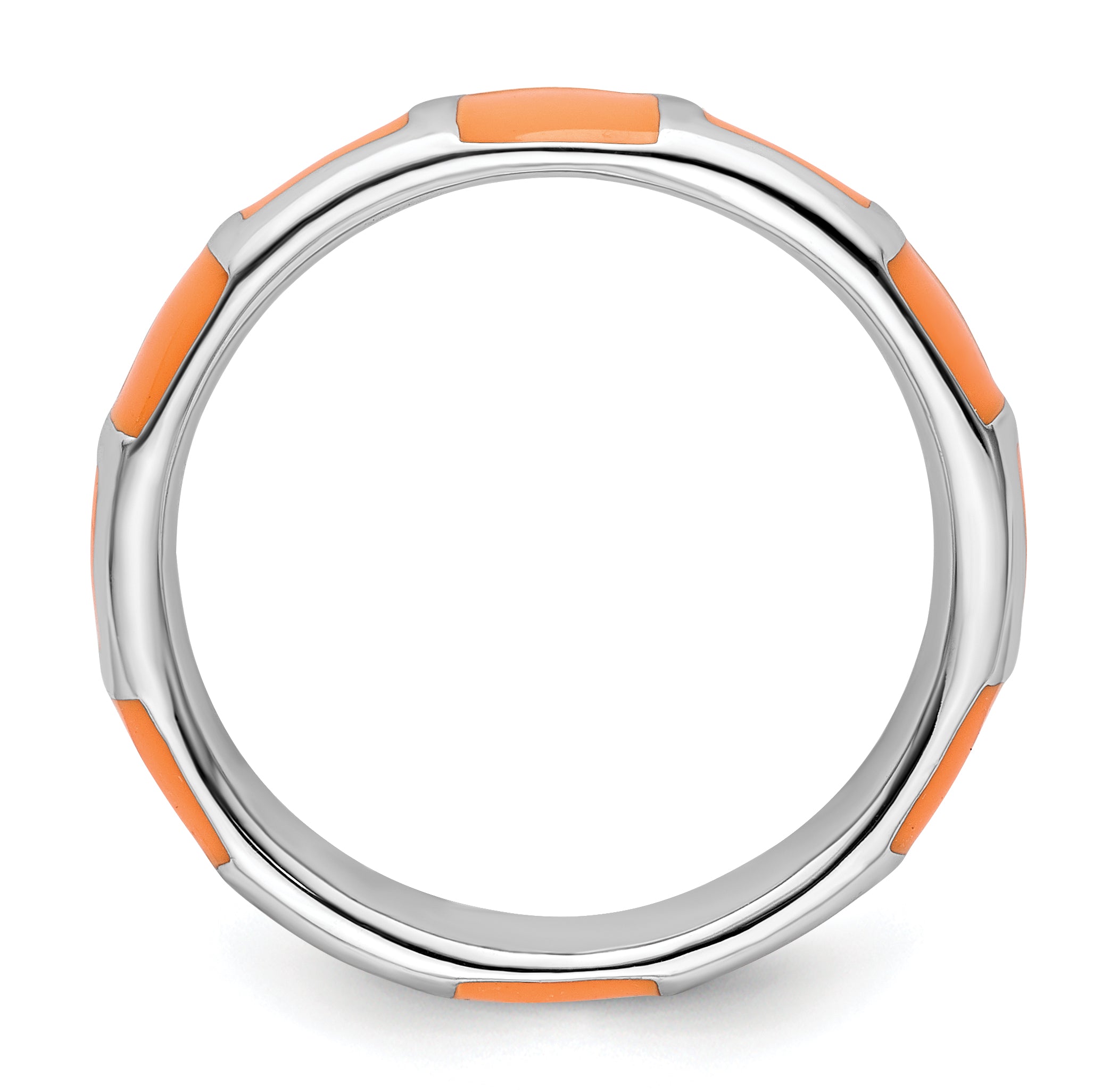 Sterling Silver Stackable Expressions Polished Orange Enameled Ring Secondary image