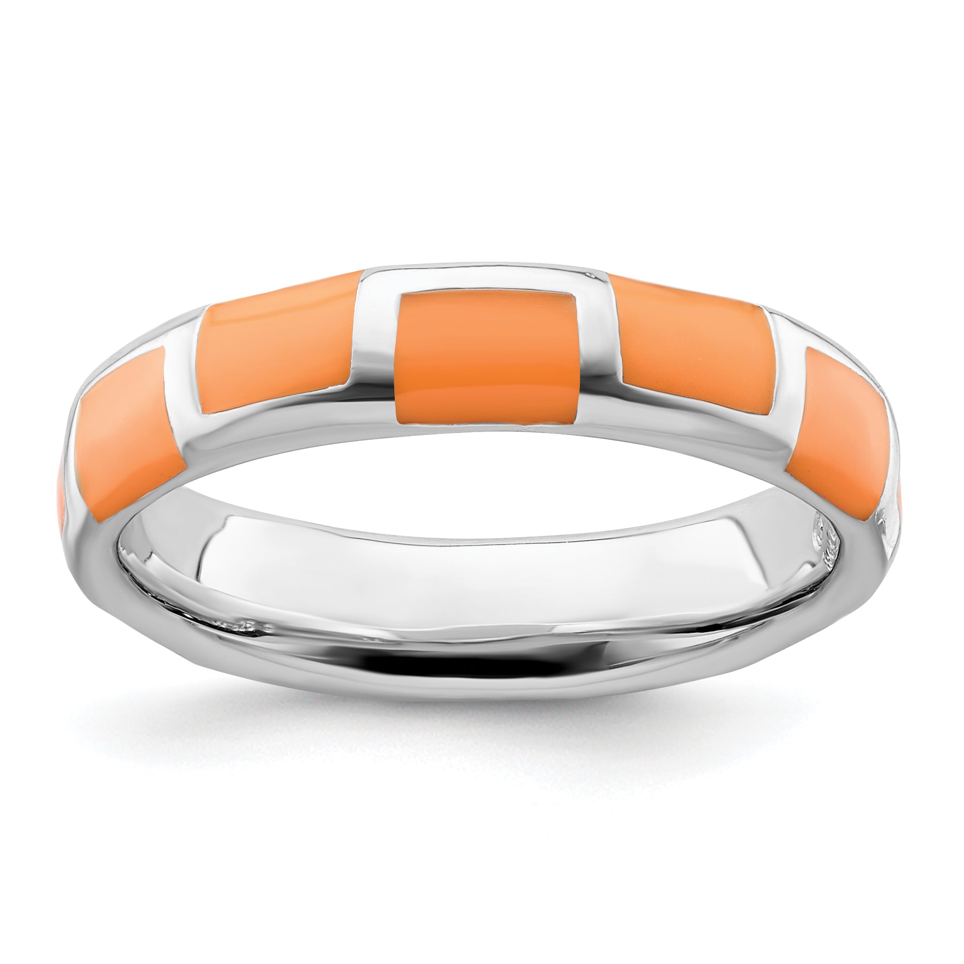 Sterling Silver Stackable Expressions Polished Orange Enameled Ring Main image
