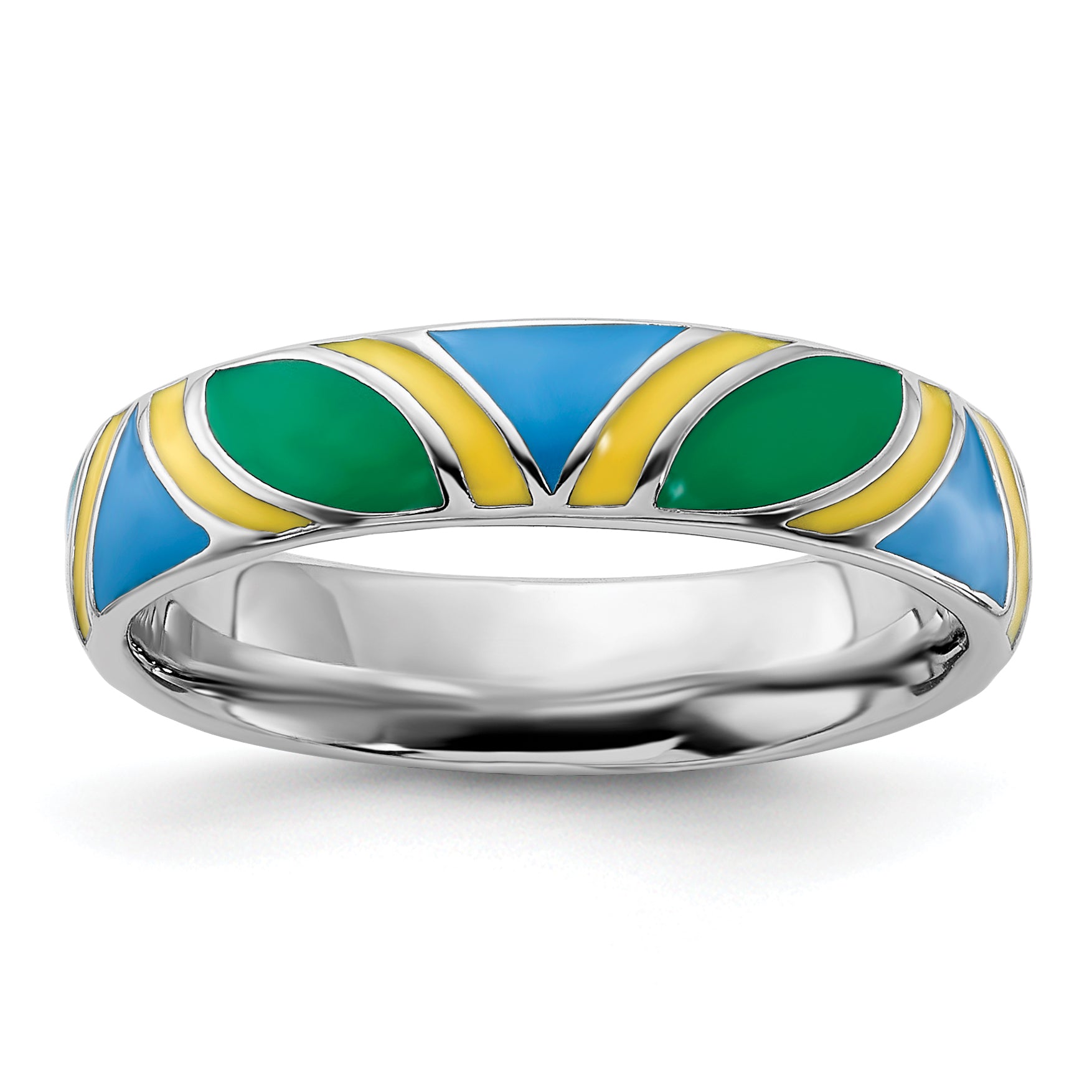 Sterling Silver Stackable Expressions Polished Multi color Enameled Ring Main image