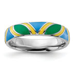 Sterling Silver Stackable Expressions Polished Multi color Enameled Ring