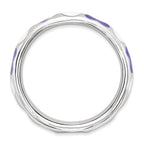 Sterling Silver Stackable Expressions Polished Purple/White Enameled Ring