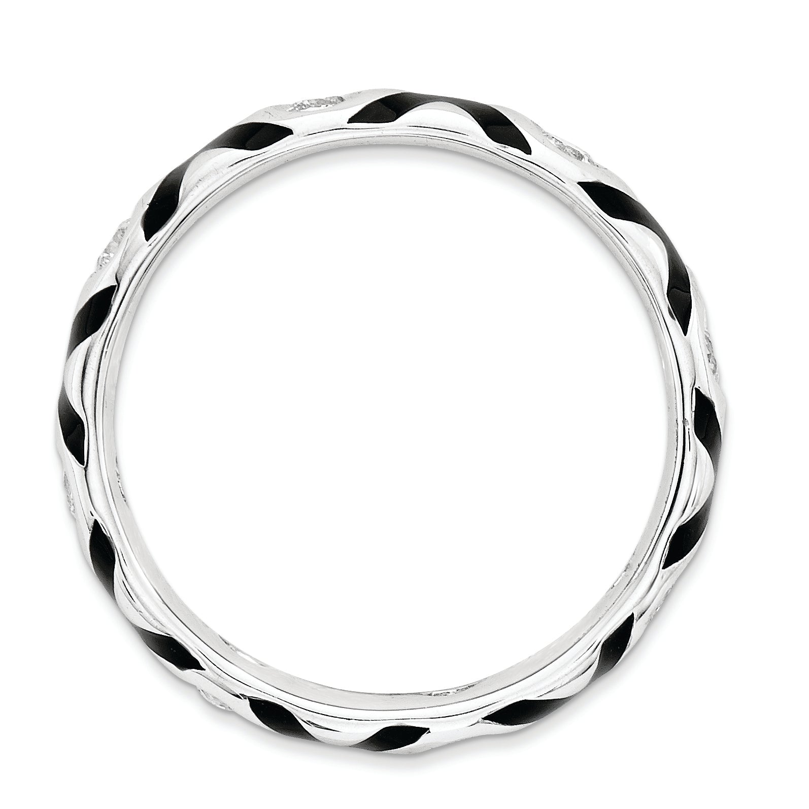 Sterling Silver Stackable Expressions Polished CZ & Enameled Ring Secondary image