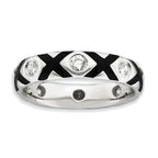Sterling Silver Stackable Expressions Polished CZ & Enameled Ring