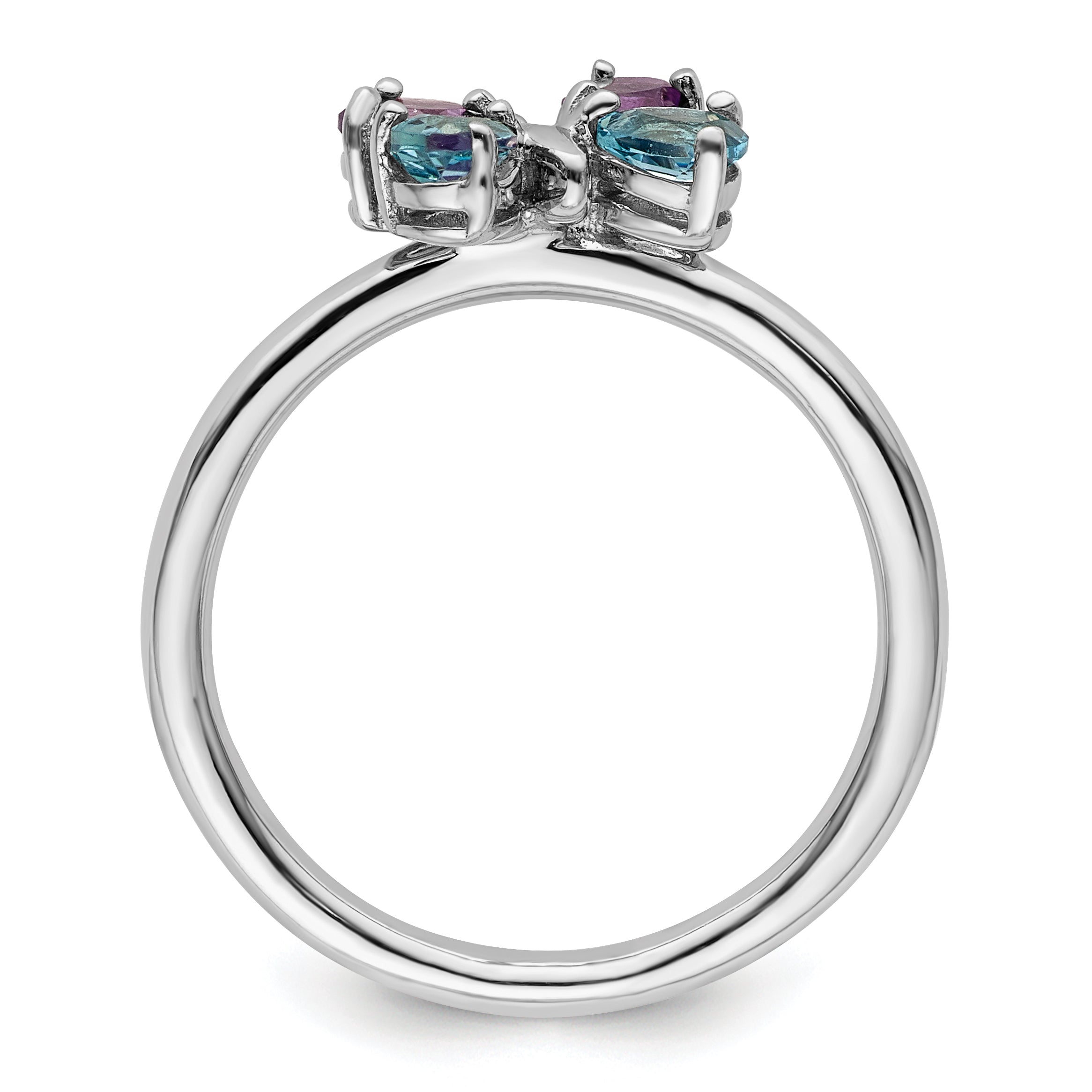 Sterling Silver Stackable Expressions Polished BT & AM Butterfly Ring Secondary image
