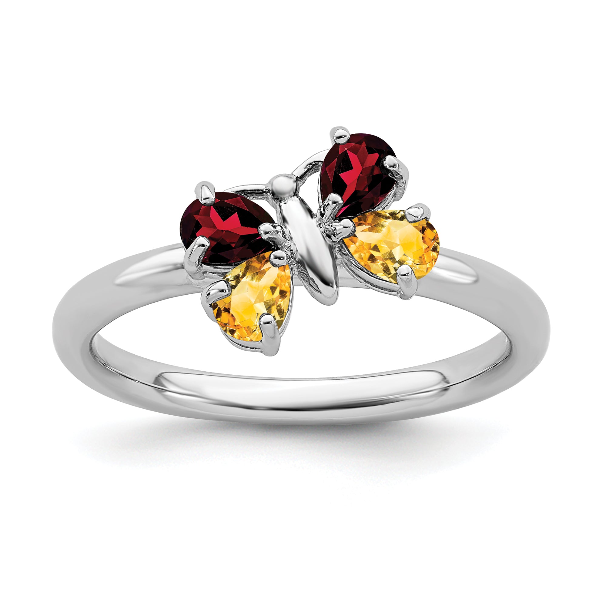Sterling Silver Stackable Expressions Polished CI & GA Butterfly Ring Main image