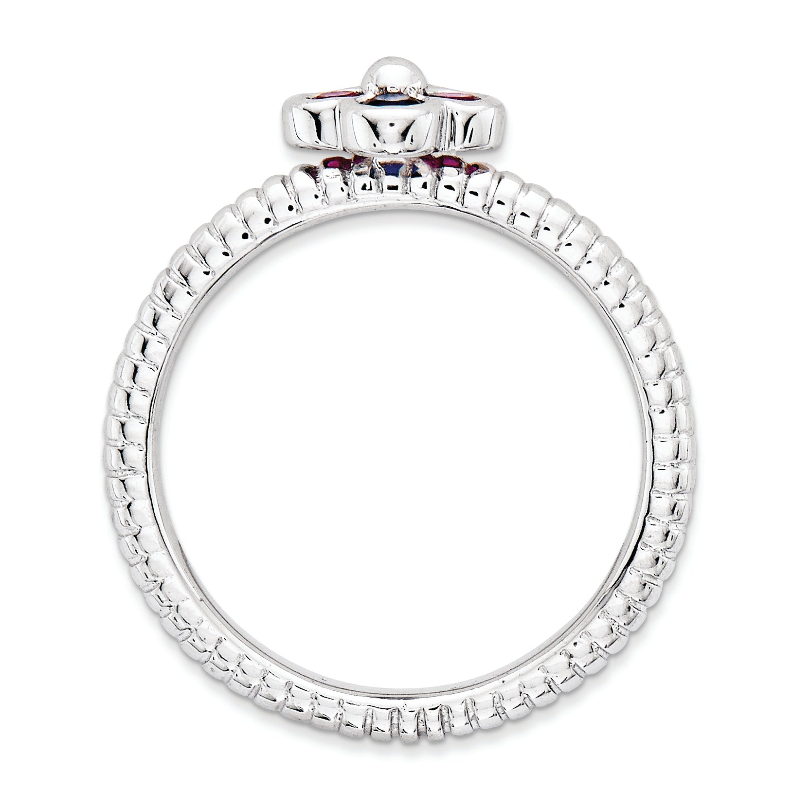 Sterling Silver Stackable Expressions Polished Cr.R & Cr.S Ring Secondary image