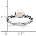 Sterling Silver Stack Expressions Polished Patterned White Freshwater Cultured Pearl Ring