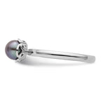 Sterling Silver Stack Exp. Polished Black FW Cultured Pearl Ring