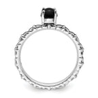 Sterling Silver Stackable Expressions Antiqued Black Agate Ring