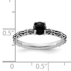 Sterling Silver Stackable Expressions Antiqued Black Agate Ring