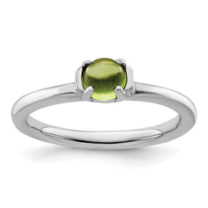 Round Peridot Stackable Ring in Sterling Silver, 2.5mm - Sophia Jewelers