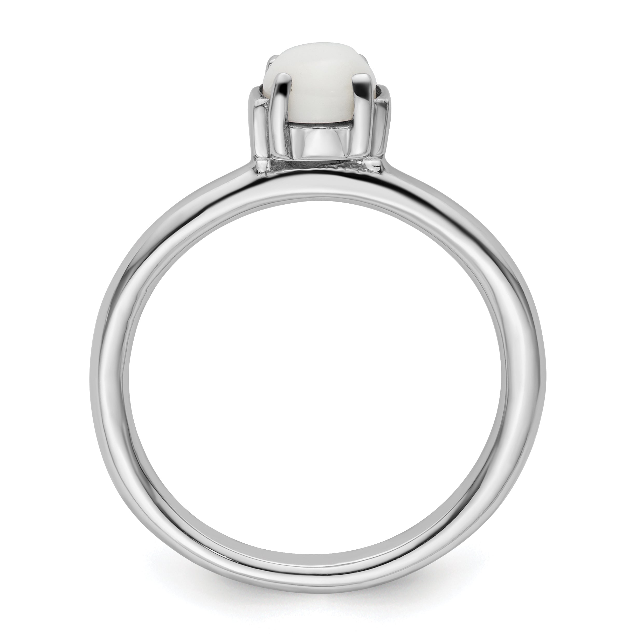 Sterling Silver Stackable Expressions Polished White Agate Ring Secondary image