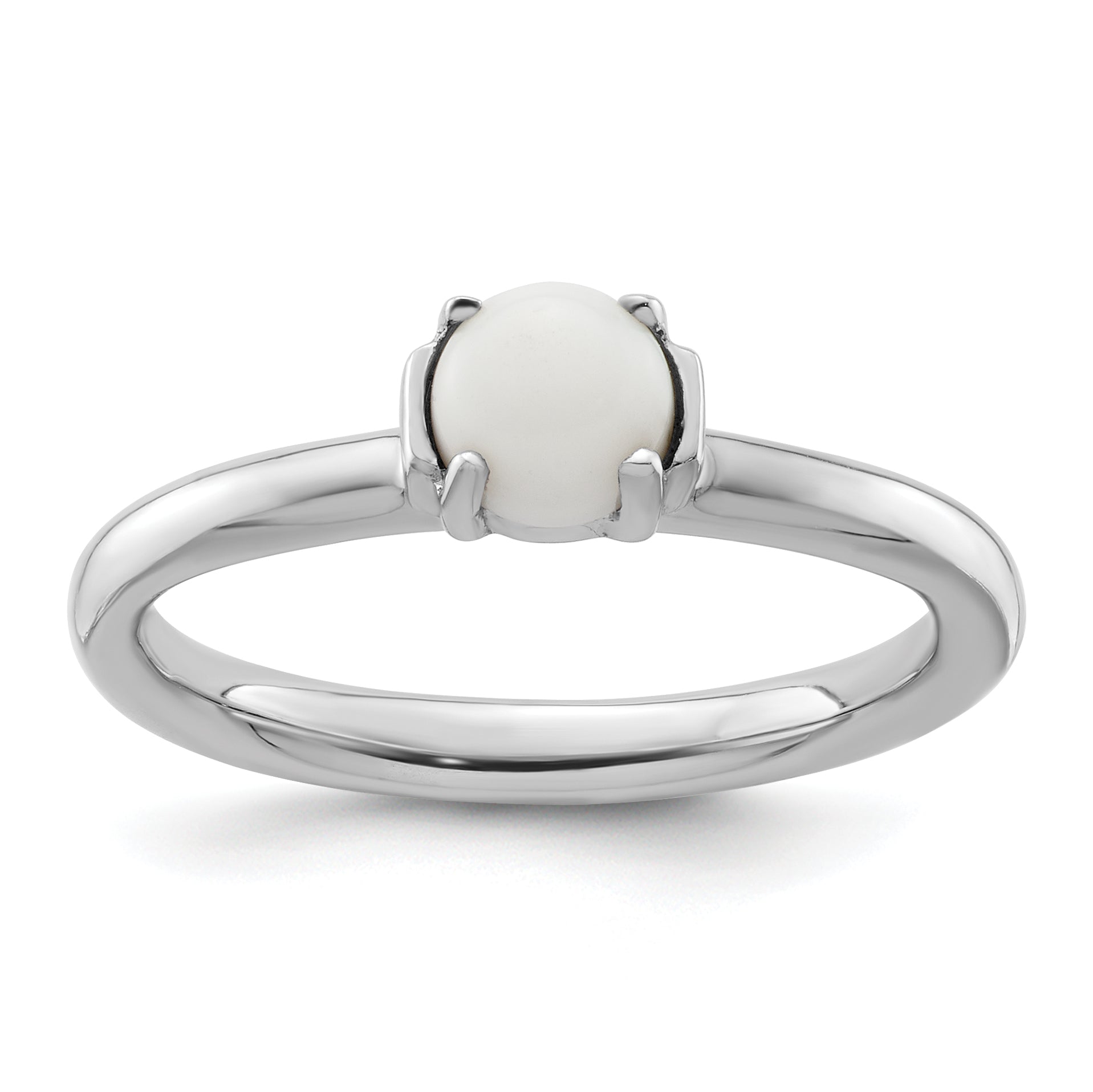 Sterling Silver Stackable Expressions Polished White Agate Ring Main image