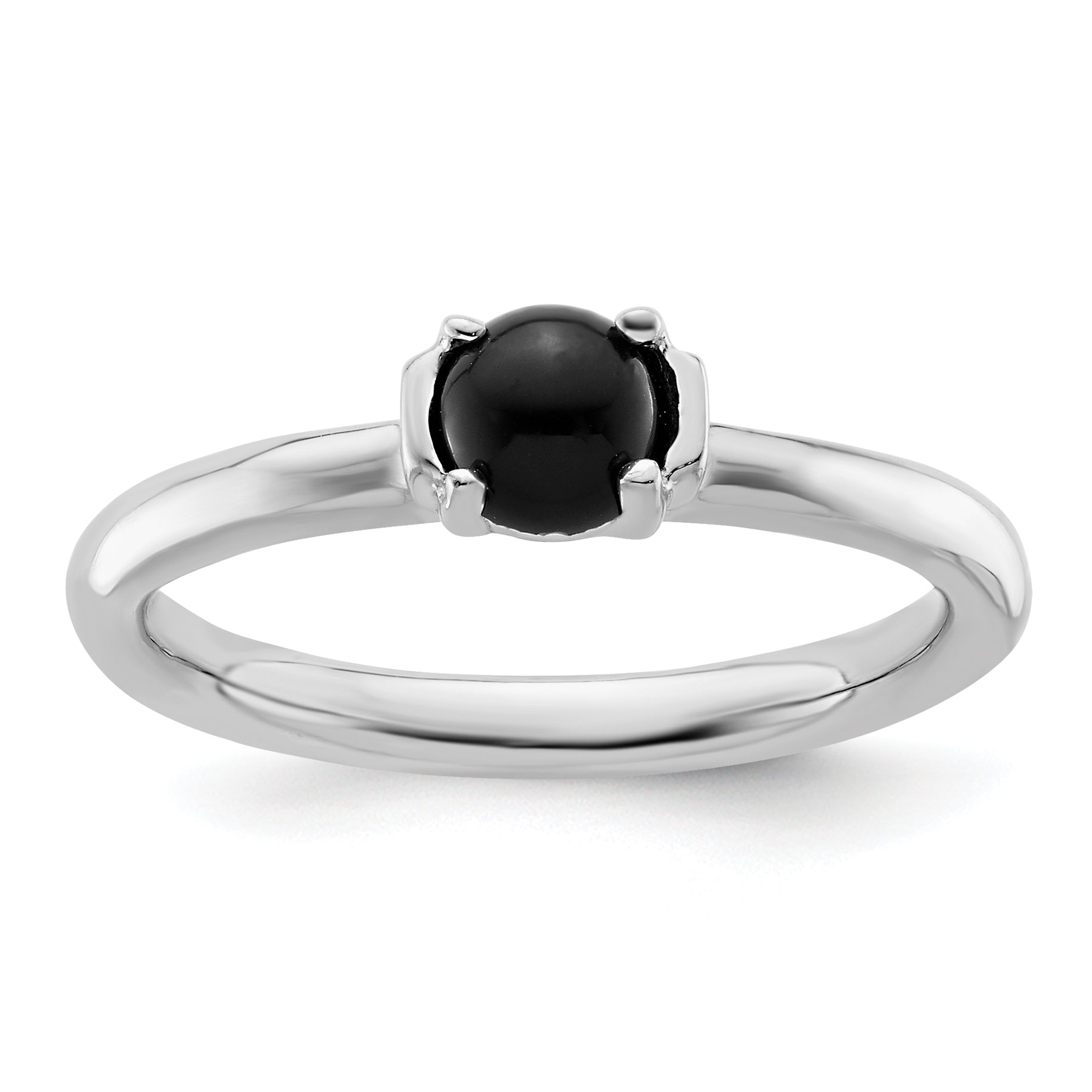 Sterling Silver Stackable Expressions Polished Black Agate Ring Main image