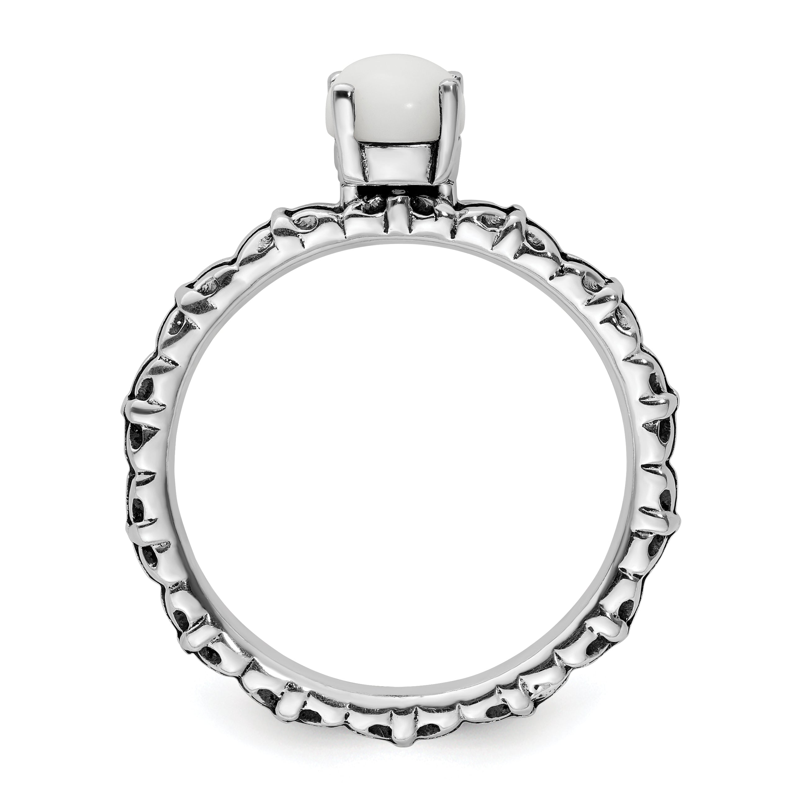 Sterling Silver Stackable Expressions Antiqued White Agate Ring Secondary image