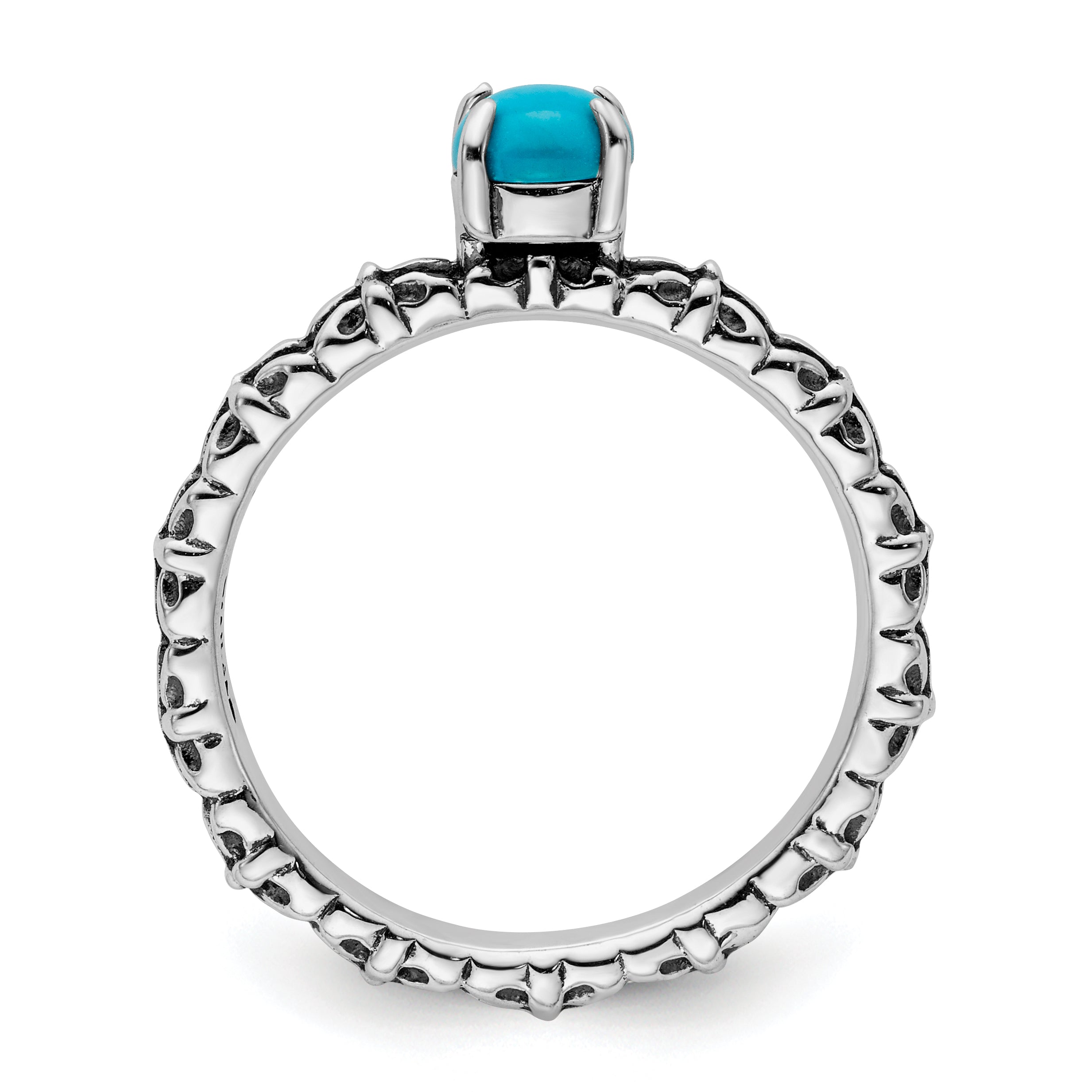 Sterling Silver Stackable Expressions Antiqued Turquoise Ring Secondary image