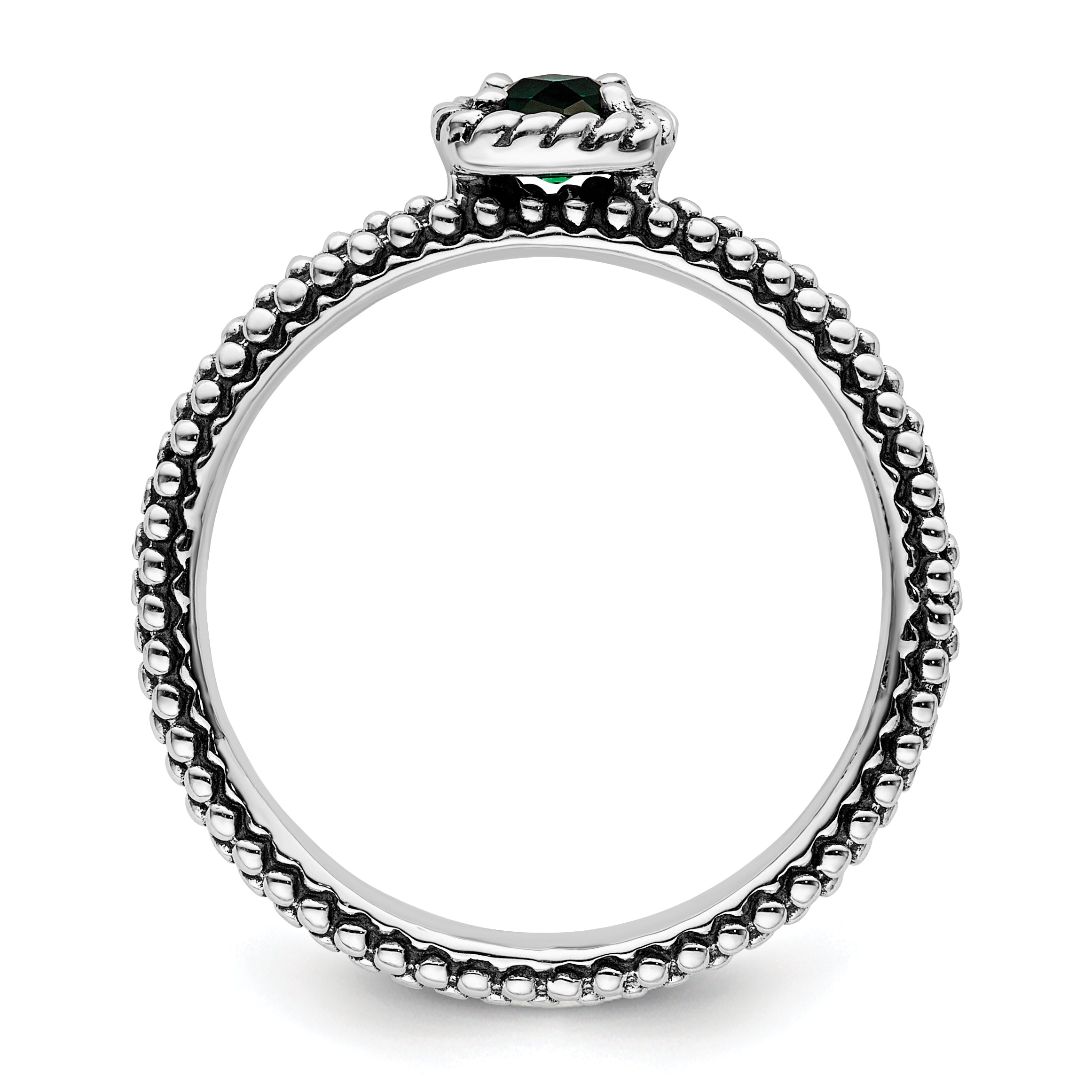 Sterling Silver Stackable Expressions Polished Cr. Emerald Ring Secondary image