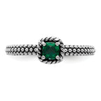 Sterling Silver Stackable Expressions Polished Cr. Emerald Ring