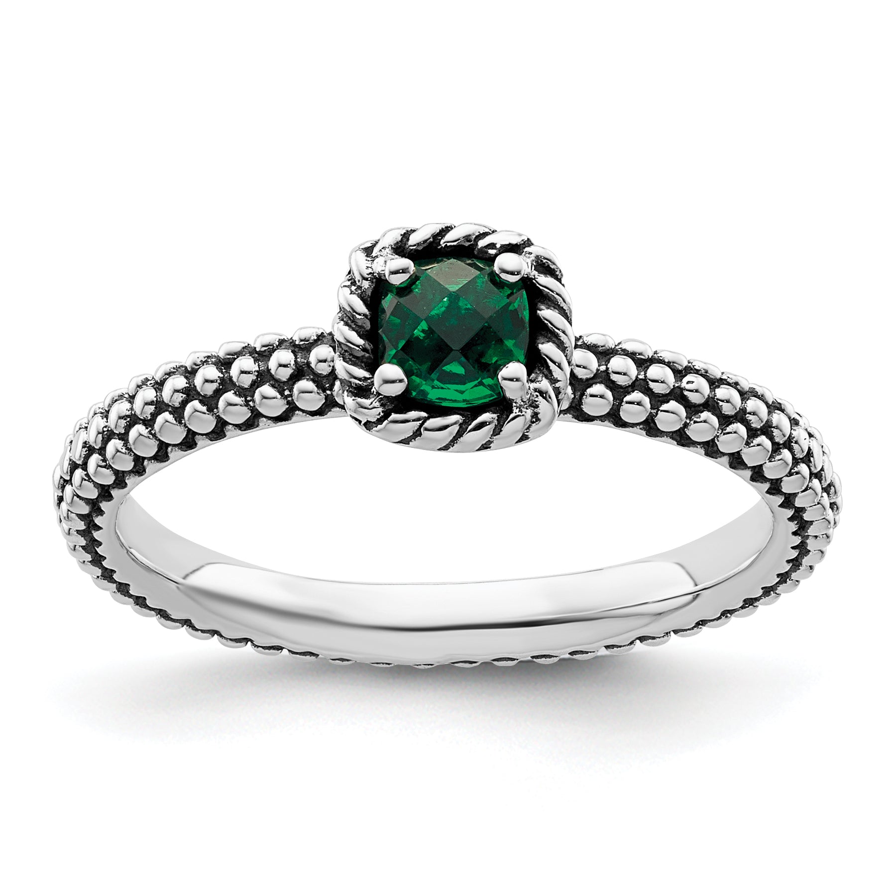 Sterling Silver Stackable Expressions Polished Cr. Emerald Ring Main image