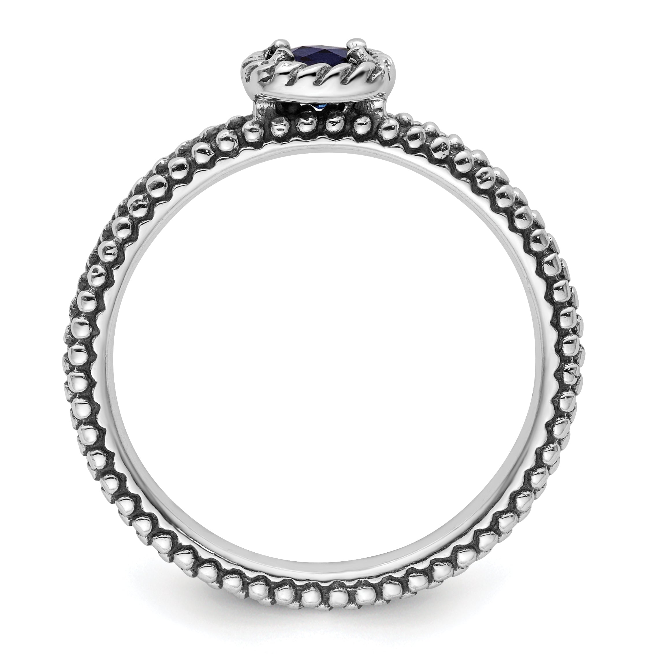 Sterling Silver Stackable Expressions Polished Cr. Sapphire Ring Secondary image