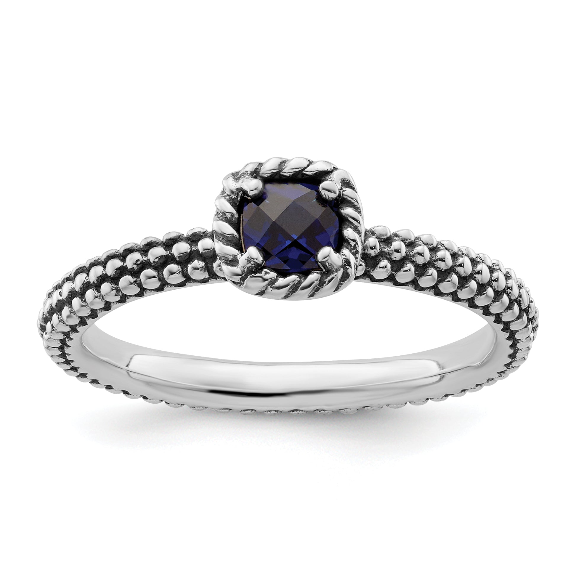 Sterling Silver Stackable Expressions Polished Cr. Sapphire Ring Main image
