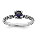 Sterling Silver Stackable Expressions Polished Cr. Sapphire Ring