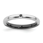 Sterling Silver Stackable Expressions Polished Half White/Black Dia Ring