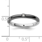 Sterling Silver Stackable Expressions Polished Half White/Black Dia Ring