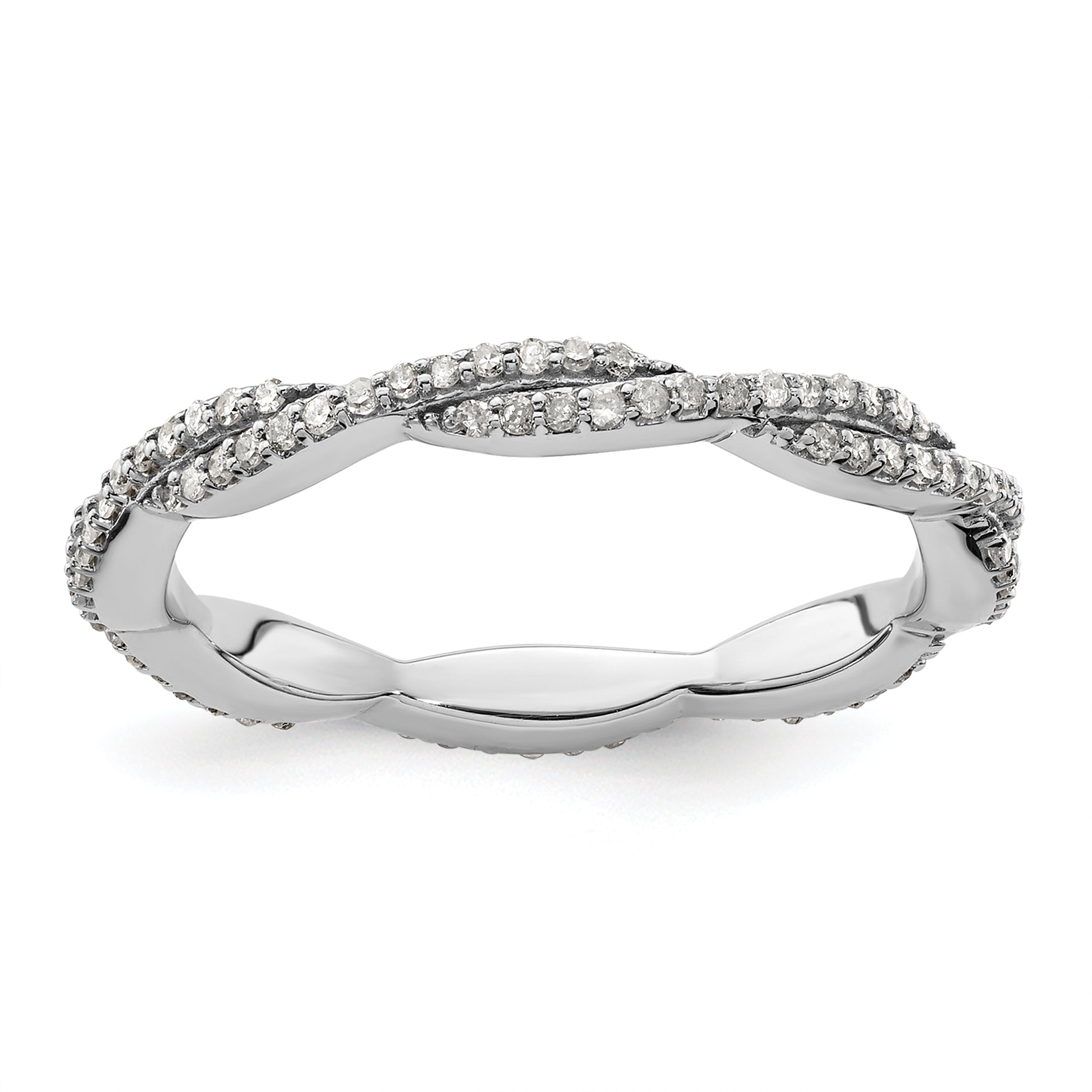 Sterling Silver Stackable Expressions Polished Diamond Ring Main image