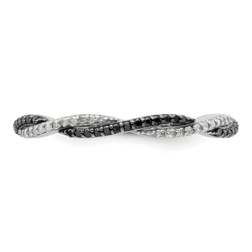 Sterling Silver Stackable Expressions Polished Black/White Dia Ring